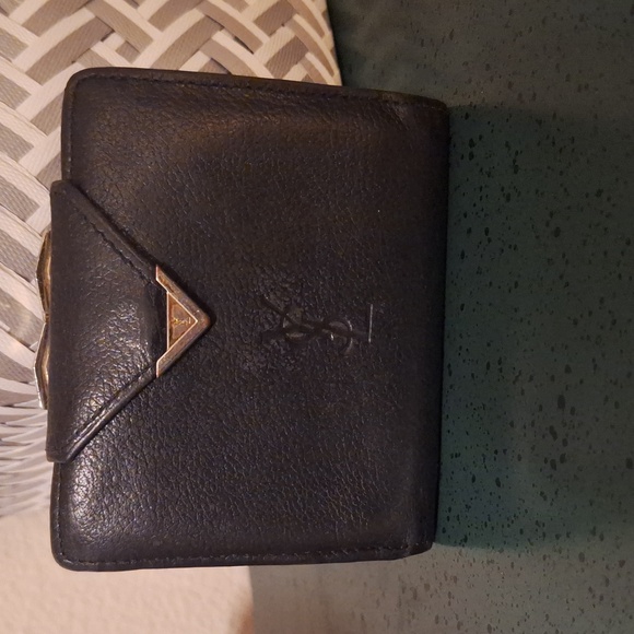Vintage YSL Compact Kiss Lock Leather Bifold Wallet - Picture 1 of 10
